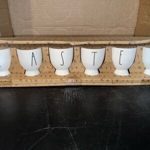 Rae Dunn White Egg Cups with Lettering
